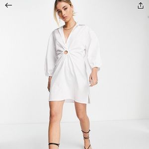 Miss Selfridge Ring Detail Mini White Shirt Dress